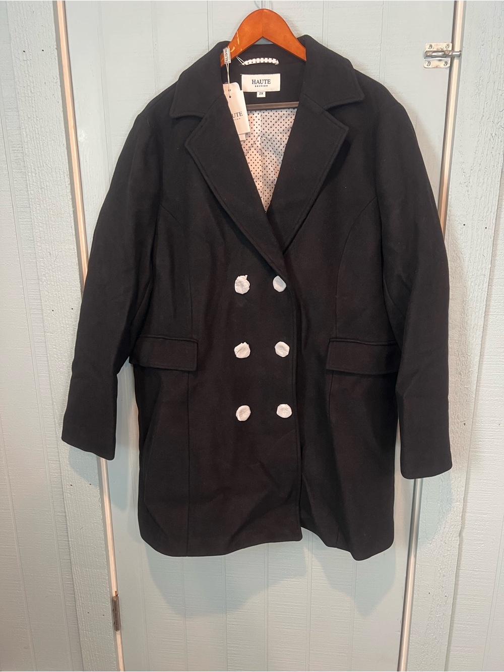 HAUTE SHORE Black Double-Breasted Pea Coat